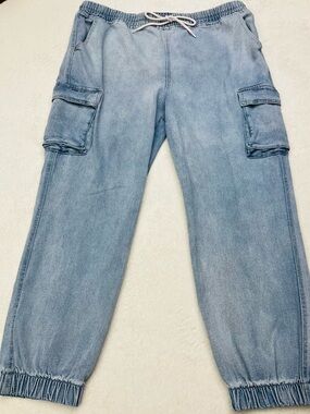 [NOT FOR SALE] Denim Jean Cargo Joggers Elastic Waistband Woman XL